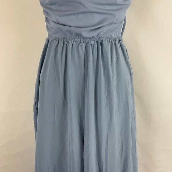 Halara Strappy Backless Jumpsuit S Light Blue Elastic Waist Wide Leg New NWT - Picture 5 of 13